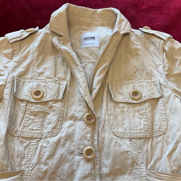 MOSCHINO Beige Button-UpLightweight Jacket, Flap Pockets - Medium - Picture 4 of 14